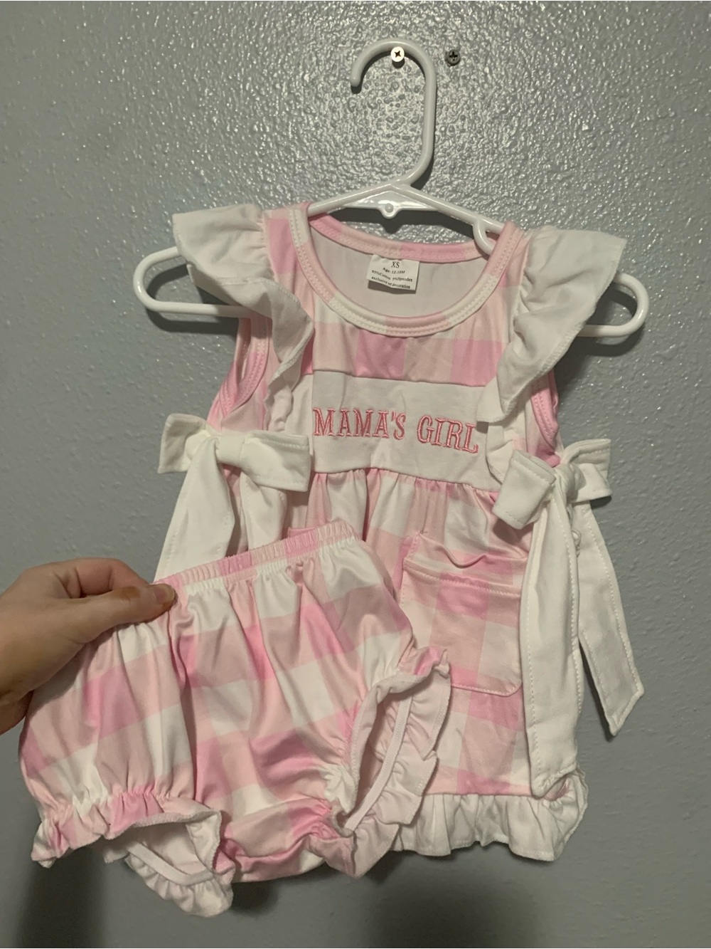 Pink & White Striped "Mama's Girl" Baby Dress Set